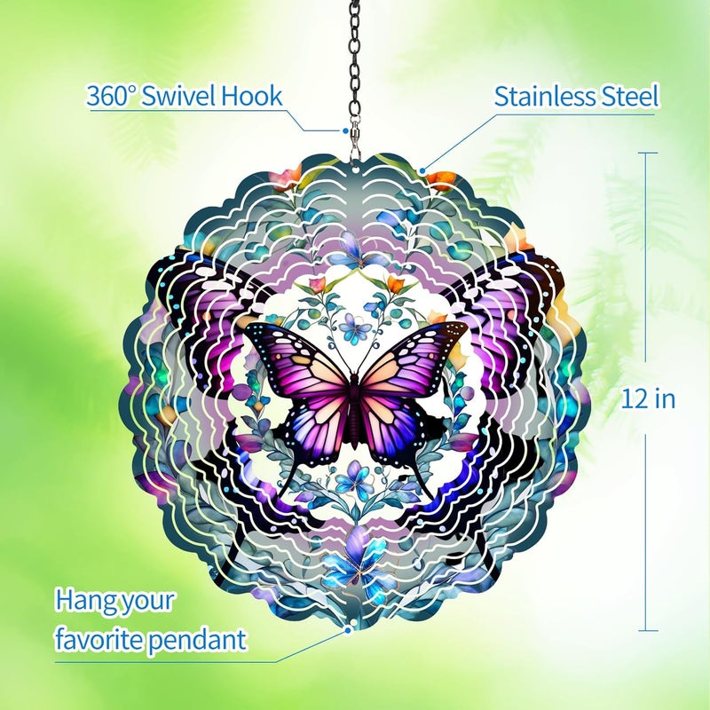 Opjoy Butterfly Wind Spinners Outdoor - 12 inch from Daughter, Birthday Gifts for Women, Butterflies Outdoor Hanging Wind Sculptures, Garden Decor for Outside, Patio, Yard, Lawn, Balcony - Image 4